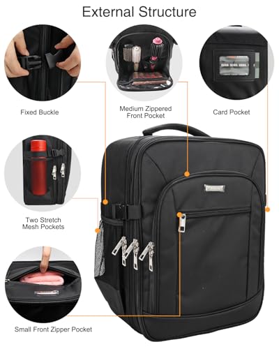 TANTO Makeup Backpack, Makeup Case Pro Artist Travel Train Case with 4 Bag - color: Black