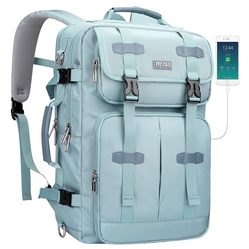 PIJUSHI Travel Backpack Carry On Backpack for Airplanes 35L Fits 16" Laptop - color: Teal Blue