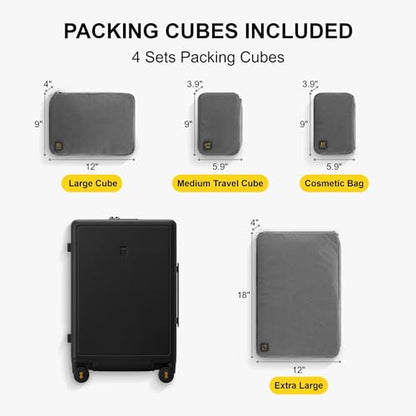 LEVEL8 Elegance Matte Luggage Set, 20 Inch Carry-on Luggage, 28“ Large Suitcase Lightweight Hardside Suitcases with Wheels,Tsa Lock,2-Piece Set(20/28), Black - color: Black, size: 20/28-Inch