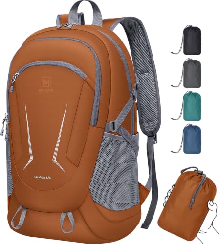 MIYCOO Ultralight Packable Backpack, 35L Waterproof Hiking Daypack | Travel Camping Foldable Daypack, Hiking Back Pack for Men Women, Orange - color: Orange