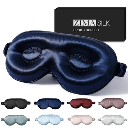 ZIMASILK Adjustable 22 Momme 100% Pure Mulberry Silk Sleep Mask - color: Navy Blue-adjustable