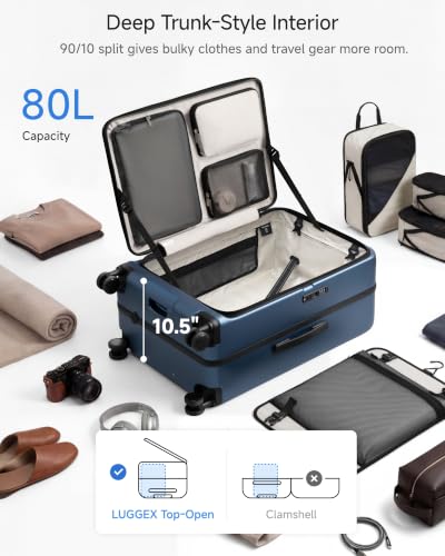 LUGGEX Top Opening Trunk Luggage, Aluminum Frame, Blue, 26" - color: Blue, size: 26 Inch Aluminum