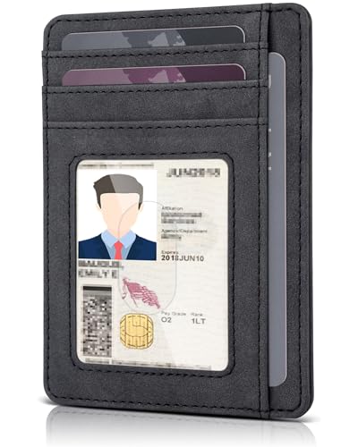 Teskyer Slim Minimalist Wallet for Men, RFID Front Pocket Card Holder - color: Y98 - Black Mist