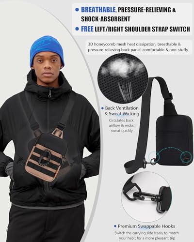 Peicees Crossbody Bag for Men Mini Sling Bag Anti Theft Purse, Black - color: Black