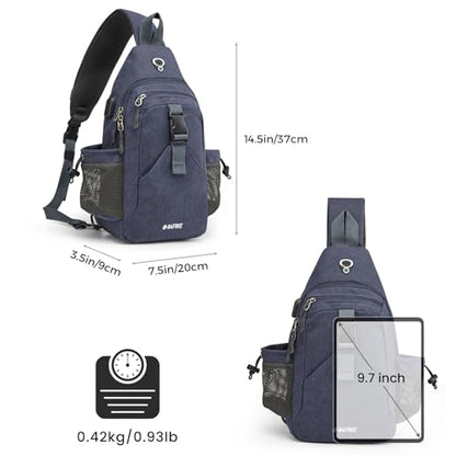 G4Free Canvas Crossbody Sling Bag with RFID Blocking for Women Men - color: Dark Blue