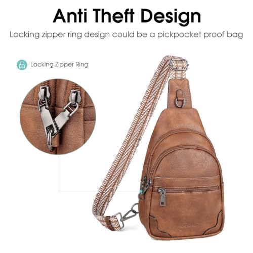 HomemeDiary Anti Theft Sling Bag for Women, RFID PU Leather Crossbody Purse - color: Mocha Brown