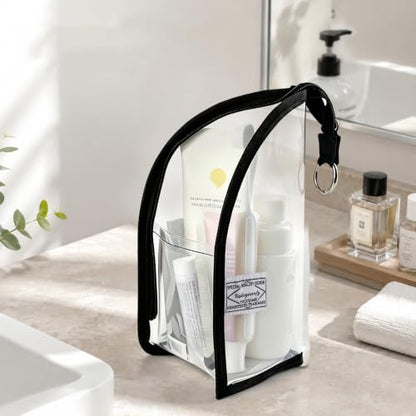 Valleycomfy 2Pcs Clear Standing Toiletry Bags Lightweight, Black & Gray - color: Black & Gray