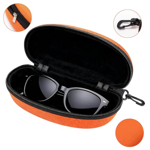 3pcs Sunglasses Case Box, Travel Zipper Hard Shell Eyeglasses Case Scratch Resistant Glasses Hook Glasses Organiser - color: Blue Orange Rose