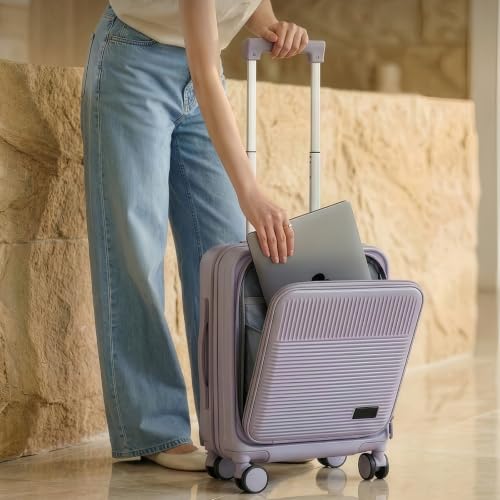 16" Underseat Luggage, Front Opening Carry On, Purple - color: Purple