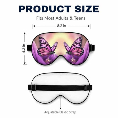 Silk Sleeping Eye Mask for Men Women Butterfly Purple Flowers Soft Adjustable Night Sleep Mask for Travel, Home, Office - color: Butterfly