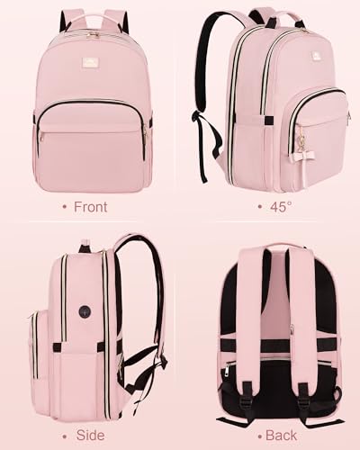 MATEIN Pink Laptop Backpack, 17 Inch TSA College School Backpack for Women