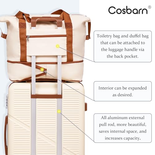 Cosbarn Carry On Luggage,3 Piece Carry On Suitcase,22x14x9 Airline Approved - color: MintGreen, style: Carry on Luggage With Duffel Bag