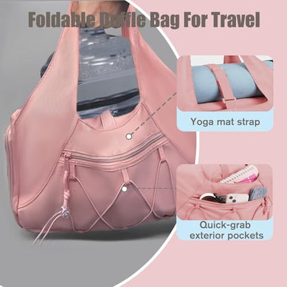 Gym Bag for Women & Men Duffle Bag with Shoes Compartment and Wet Compartment - Ideal for Travel, Gym, Sports, Duffel, Weekender, Dance - color: Pink