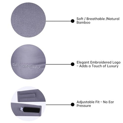 Calm&Relax Bamboo Sleep Mask - Cooling 3D Eye Mask, Lash Friendly，Gray - color: Grey