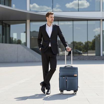 20" Carry-On Luggage,Suitcase w/TSA LOCK,Expandable 20% - color: Navy, size: Carry-On 20-Inch