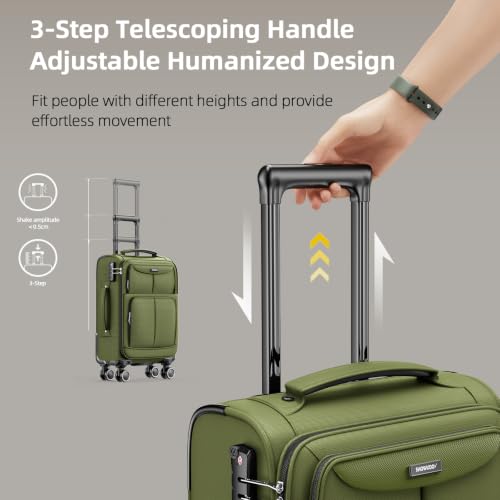 SHOWKOO Luggage Sets 3 Piece Softside Expandable Durable Suitcase Sets - color: Olive Green