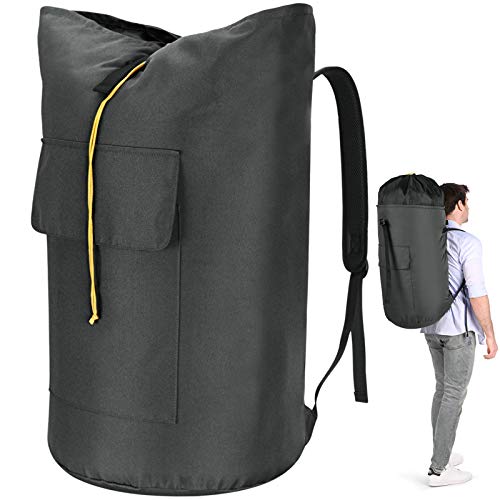 Backpack Laundry Bag, 115L Heavy Duty Extra Large College Laundry Backpack, Dirty Clothes Bag with Shoulder Straps, Laundry Hamper Bag with Drawstring Closure for College Dorm, Apartment Charcoal grey - color: Charcoal grey