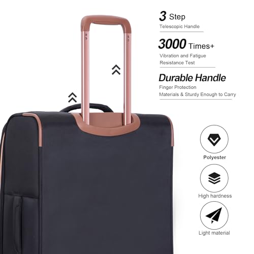 Travelhouse 4-Piece Softside Luggage Set with Spinner Wheels - color: Black, size: 4 piece