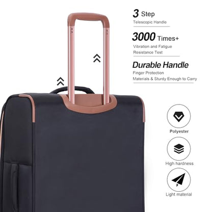 Travelhouse 4-Piece Softside Luggage Set with Spinner Wheels - color: Black, size: 4 piece