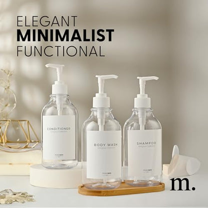 MaisoNovo Refillable Shampoo and Conditioner Bottles| Clear Set of 3 - color: Clear
