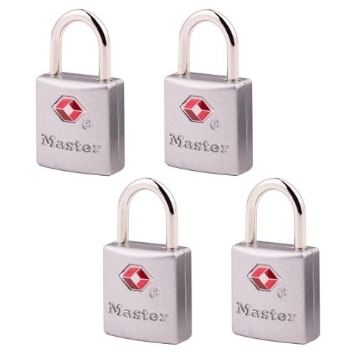 Master Lock TSA Luggage Lock Keyed Alike, Brass and Nickel, 4-Pack 4683Q