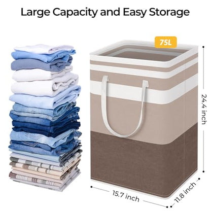 HomeHacks 2 Pack Large Laundry Baskets, Laundry Hampers Bags (Khaki 75Lx2) - color: Brown, size: 75L