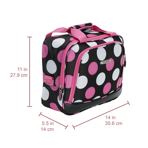 Rockland Fashion Softside 2 Piece Luggage Set, Expandable, (14" Tote/19" Upright), Multi Pink Dot - color: Multi Pink Dot, size: 2 Piece (19"/14" Tote)