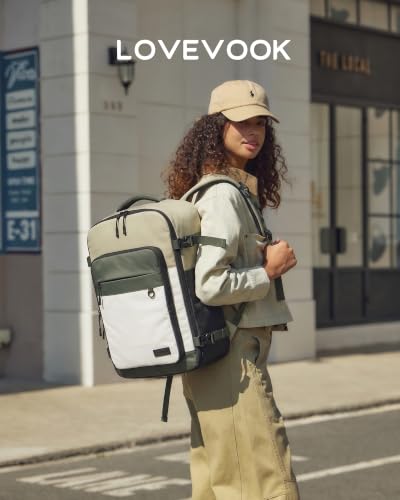 LOVEVOOK 50L Travel Backpack for Women Men, Large Travel Carry on Backpack - color: Pea Green, size: 50L