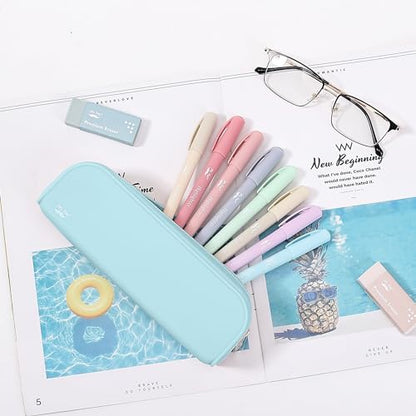 Mr. Pen- Silicone Pencil Case, Aesthetic Pencil Bag for Women, Makeup Pouch - color: Light Blue
