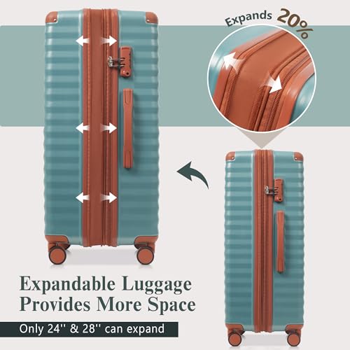 Merax Luggage Sets 3 Piece Top Open,Hardside Lightweight Carry on Suitcase - color: Blue Green, style: Luggage Set With Top Open 20