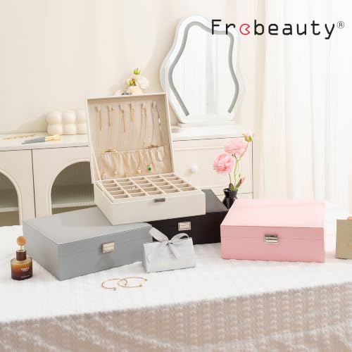 Frebeauty 50 Grid Earring Holder Organizer,2 Layer Jewelry Box for Women - color: Black