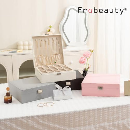 Frebeauty 50 Grid Earring Holder Organizer,2 Layer Jewelry Box for Women - color: Pink
