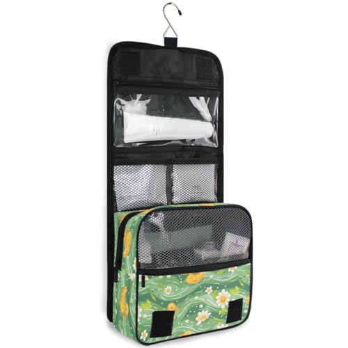 Hanging Travel Toiletry Bag Little Ducks Daisy Flower Kit Makeup Case Cosmetics Organizer for Men Women - color: Little Ducks Daisy Flower