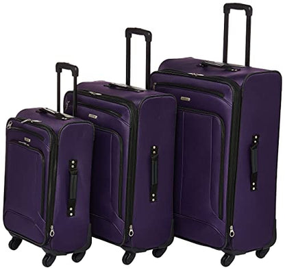 American Tourister Pop Max Softside Luggage with Spinner Wheels, Purple, 3-Piece Set (21/25/29) - color: Purple