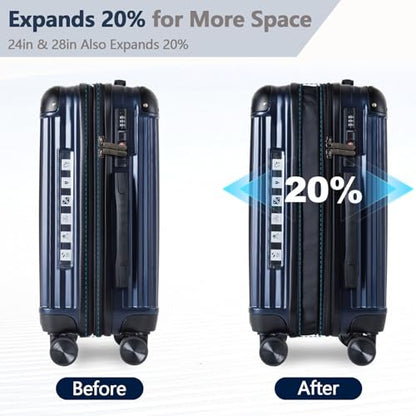 OUZZO 24 Inch Checked Luggage Durable Hardshell Suitcase with TSA Lock - color: Blue, size: 24 inch