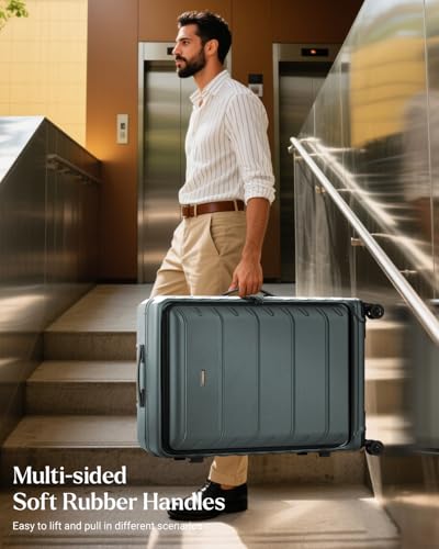 CENSIEN Luggage Sets, 20" Expandable Carry On 28" Aluminum Frame Suitcase - color: Green, size: 2-Piece (20/28 Inch)