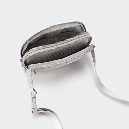 Pander Nylon Fanny Pack Belt Bag for Women with 5 Zipper Pockets - color: Seal Grey