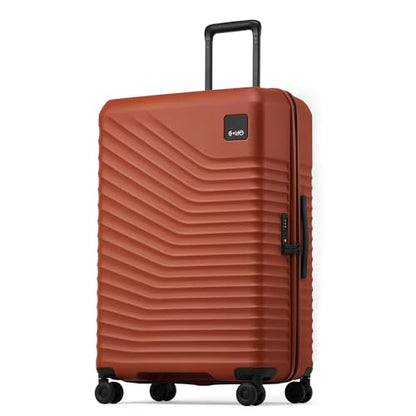 Coolife Luggage, Lightweight PC Hardside Suitcase, Checked-Large 28-Inch - color: Brown, size: Checked-Large 28-Inch