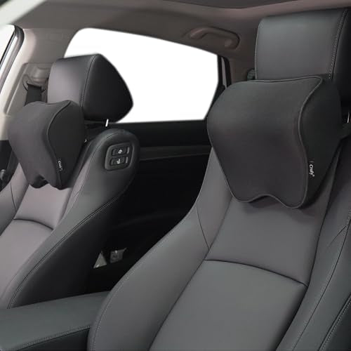 Crofy 2-Pack Car Neck Pillow, Headrest Pillow with Adjustable Strap, Black - color: Black