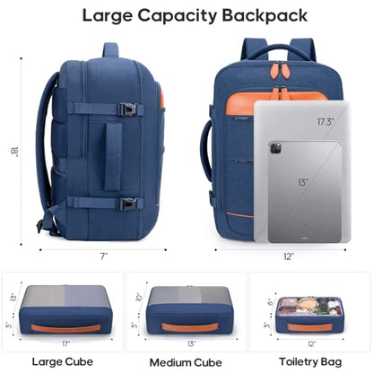 7 Piece luggage sets with YKK Zipper 20/24/28" with Backpack - color: Navy Blue, size: 7 piece set (20/24/28inch)