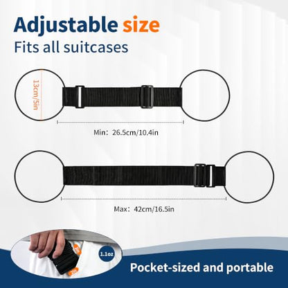 2pcs Luggage Straps for Suitcases, Adjustable Luggage Connector Straps - color: rainbow