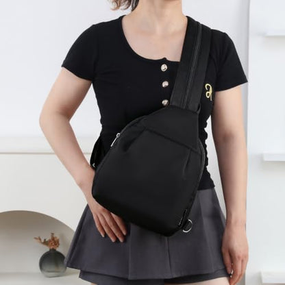 Rueesh Anti-Theft Backpack for Women, Multi-Pocket Crossbody Bag - color: Black