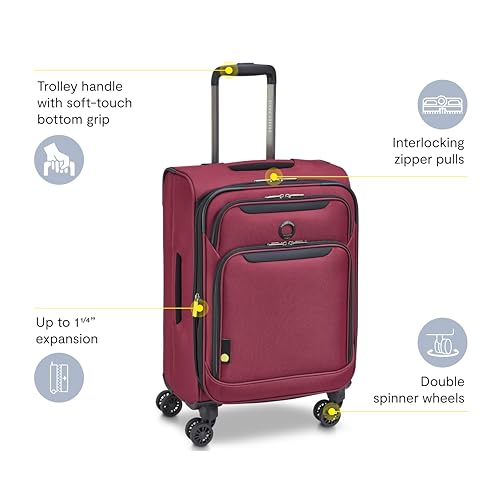 DELSEY PARIS Sky Max 3.0, 21 Inch Carry-On Luggage, Burgundy - color: Burgundy, size: Carry-on, 21 Inch
