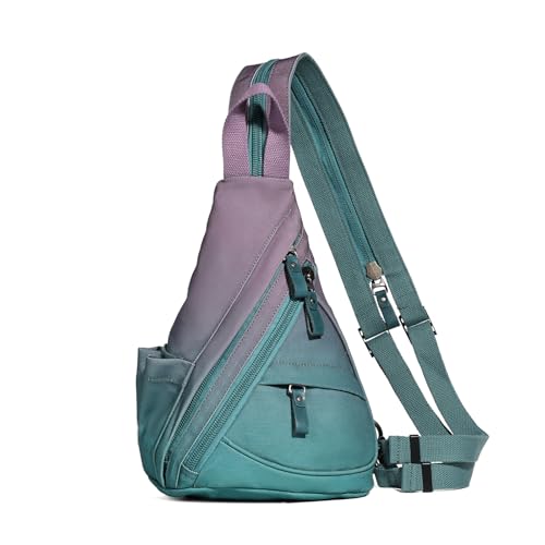 Canvas Sling Bag - Small Crossbody Backpack Shoulder Casual Daypack Rucksack for Men Women - color: Medium-violet+grayishblue