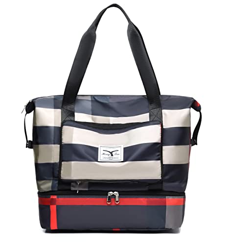 NWLR Foldable Travel Duffel Bag with Shoe Compartment Carry-On Bag B-Black - color: B-Black