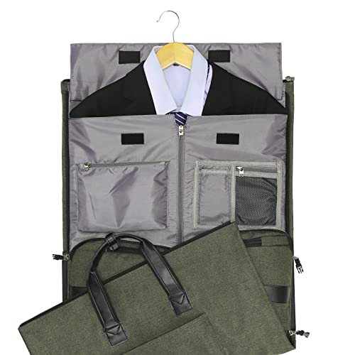 Travel Garment Bag,45L convertible garment bag carry on for hanging clothes - color: Forest Night