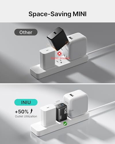 INIU USB C Charger Block, 30W GaN Fast Charging with Smart Phone Protection - color: Black, size: 1 Pack + 1 Cable