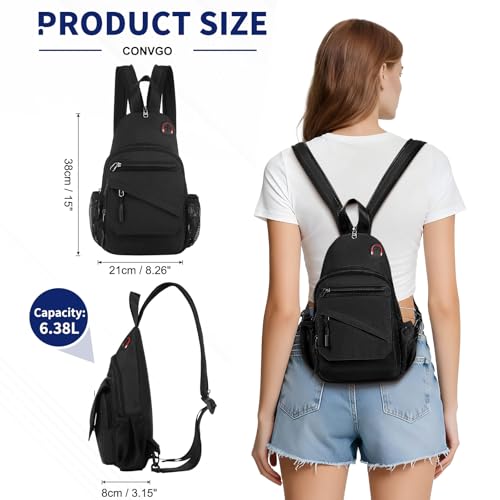 Sling Bag for Men Women,Convertible Crossbody Backpack Chest Bag - color: Black, size: Large