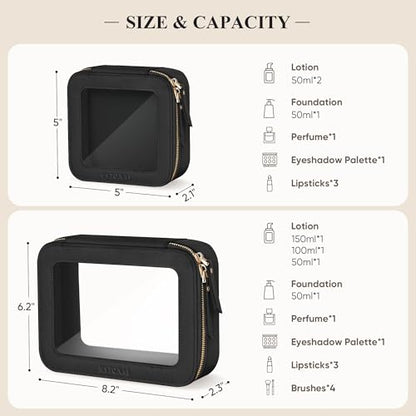 Small Clear Makeup Bag for Purse, Travel Cosmetic Case, Black, Mini - color: Black, size: Mini
