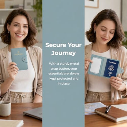 Passport Cover PU Leather Travel Wallet Holder Light blue Gift Idea - color: Light Blue